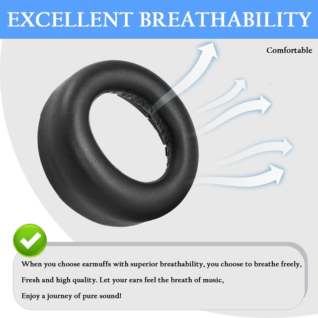 Alt view image 5 of 7 - Replacement Ear Pads for Sony PlayStation 5 Pulse PS5 3D Headset,PS5 Protein Leather Ear Cushions,Securely Memory Foam Headset Earpads(Black