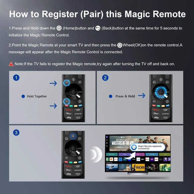 Alt view image 6 of 7 - Replacement for LG TV Remote, for 2019-2025 LG Remote Control for Smart TVs AN-MR24GA with Voice and Pointer Function, for All LG Magic Remote Compatible with All UHD OLED QNED NanoCell 4K 8K Smart TV