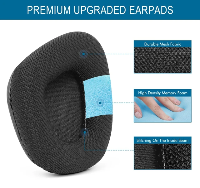 Alt view image 3 of 7 - Mesh Ear Pads for Turtle Beach Stealth 600 Gen2/ 600 Gen3/ 500 XB -Black Replacement Earpads with Noise Isolation Foam