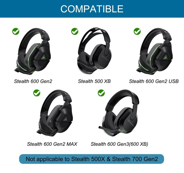 Alt view image 2 of 7 - Ear Pads Cushions for Turtle Beach Stealth 600 Gen2/ 600 Gen3/ 500 XB-Black Replacement Earpads with Noise Isolation Foam