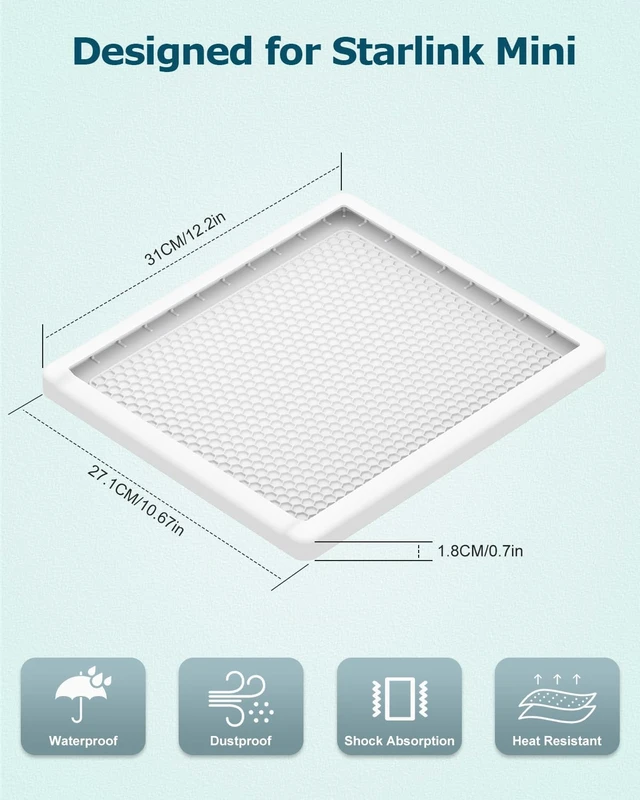 Alt view image 3 of 6 - Thin Starlink Mini Protective Cover Case for Starlink Mini Dish Accessories Liquid Silicone Protector Waterproof Cover,Hexagonal Heat Dissipation Vents,Outdoor Camping Portable All-Round Protection