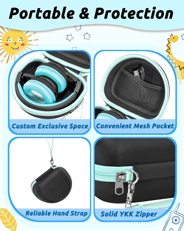Alt view image 3 of 7 - Hard Travel Storage Case Compatible with iClever BTH12 / BTH26 / IMYB/JoySpark-T5 / Candy Bila BH03 Headphones, Protective Carrying Bag. (case only) - Black