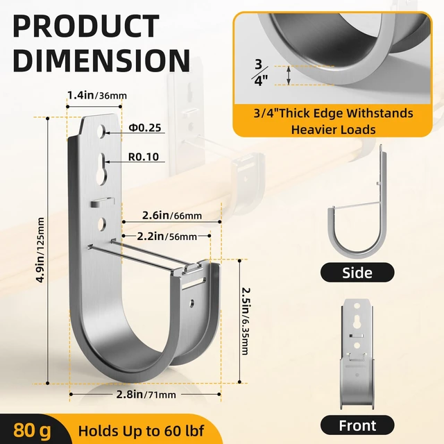 Alt view image 2 of 7 - 30 Pack 2 Inch J Hooks for Cable Management with Retainer Clips J Hooks for Hanging: Retainer clips help secure low-voltage cables; wall or ceiling mount design keeps wiring organized