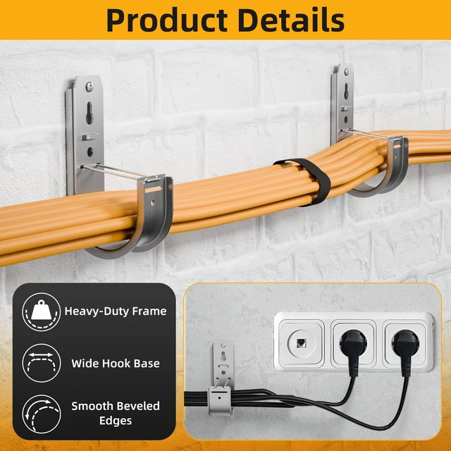 Alt view image 3 of 7 - 30 Pack 2 Inch J Hooks for Cable Management with Retainer Clips J Hooks for Hanging: Retainer clips help secure low-voltage cables; wall or ceiling mount design keeps wiring organized