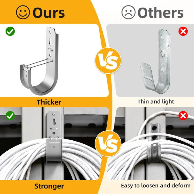 Alt view image 5 of 7 - 30 Pack 2 Inch J Hooks for Cable Management with Retainer Clips J Hooks for Hanging: Retainer clips help secure low-voltage cables; wall or ceiling mount design keeps wiring organized