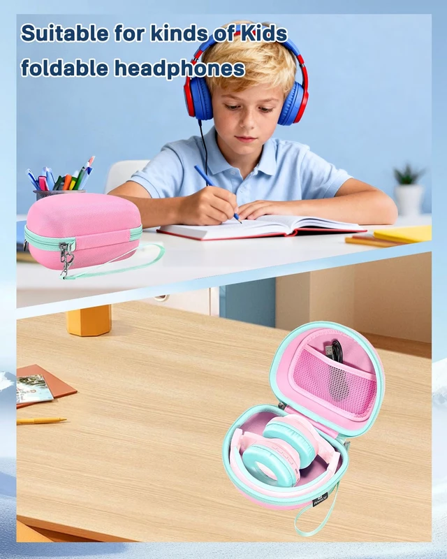 Alt view image 6 of 7 - Hard Travel Storage Case Compatible with iClever BTH12 / BTH26 / IMYB/JoySpark-T5 / Candy Bila BH03 Headphones, Protective Carrying Bag. (case only) - Pink