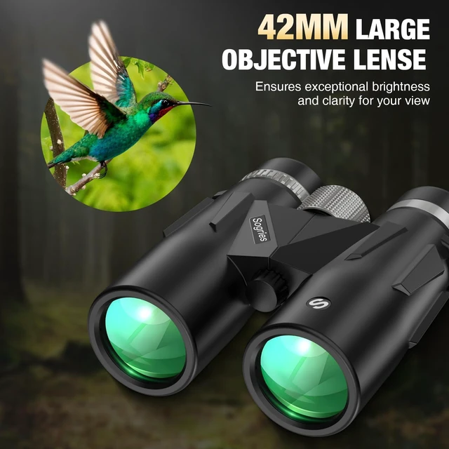 Alt view image 2 of 7 - 12x42 HD Binoculars for Adults with Phone Adapter, Tripod & Tripod Adapter BAK4,FMC,Waterproof,Fogproof,High Powered for Bird Watching,Hiking,Travel