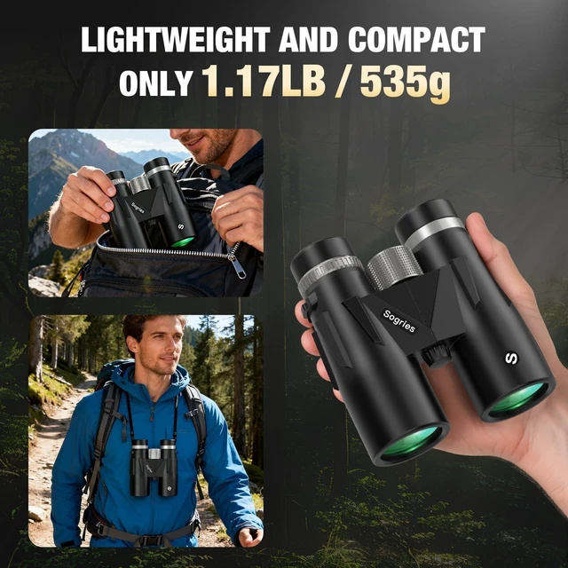 Alt view image 7 of 7 - 12x42 HD Binoculars for Adults with Phone Adapter, Tripod & Tripod Adapter BAK4,FMC,Waterproof,Fogproof,High Powered for Bird Watching,Hiking,Travel