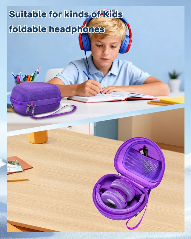 Alt view image 6 of 7 - Hard Travel Storage Case Compatible with iClever BTH12 / BTH26 / IMYB/JoySpark-T5 / Candy Bila BH03 Headphones, Protective Carrying Bag. (case only) - Purple