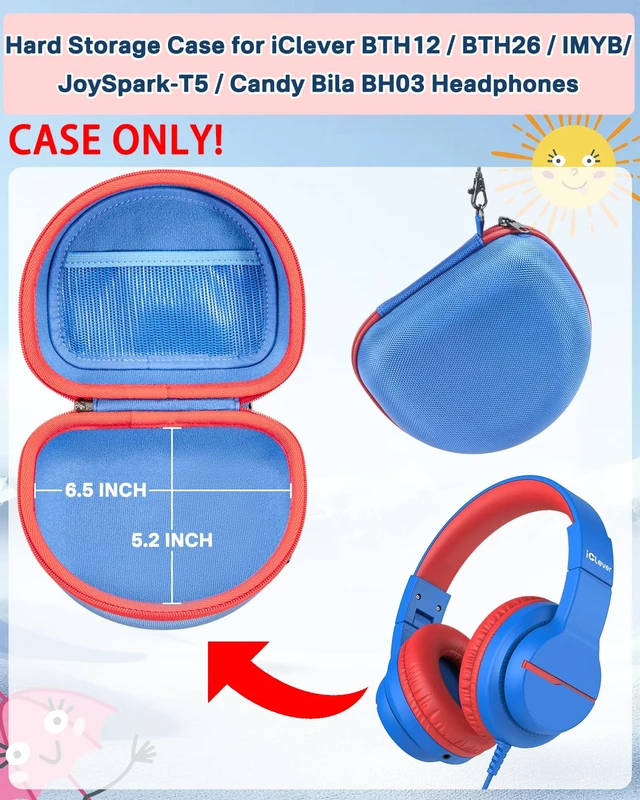 Alt view image 2 of 7 - Hard Travel Storage Case Compatible with iClever BTH12 / BTH26 / IMYB/JoySpark-T5 / Candy Bila BH03 Headphones, Protective Carrying Bag. (case only) - Dark Blue