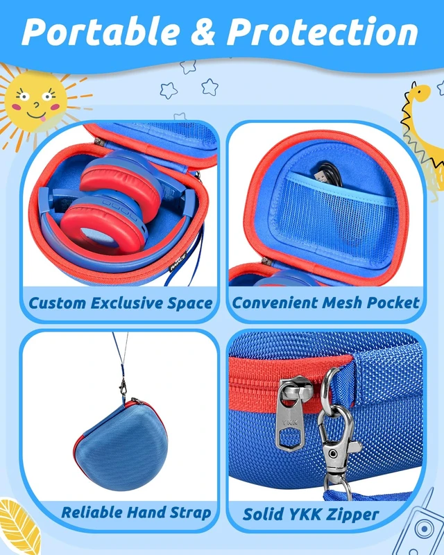 Alt view image 3 of 7 - Hard Travel Storage Case Compatible with iClever BTH12 / BTH26 / IMYB/JoySpark-T5 / Candy Bila BH03 Headphones, Protective Carrying Bag. (case only) - Dark Blue
