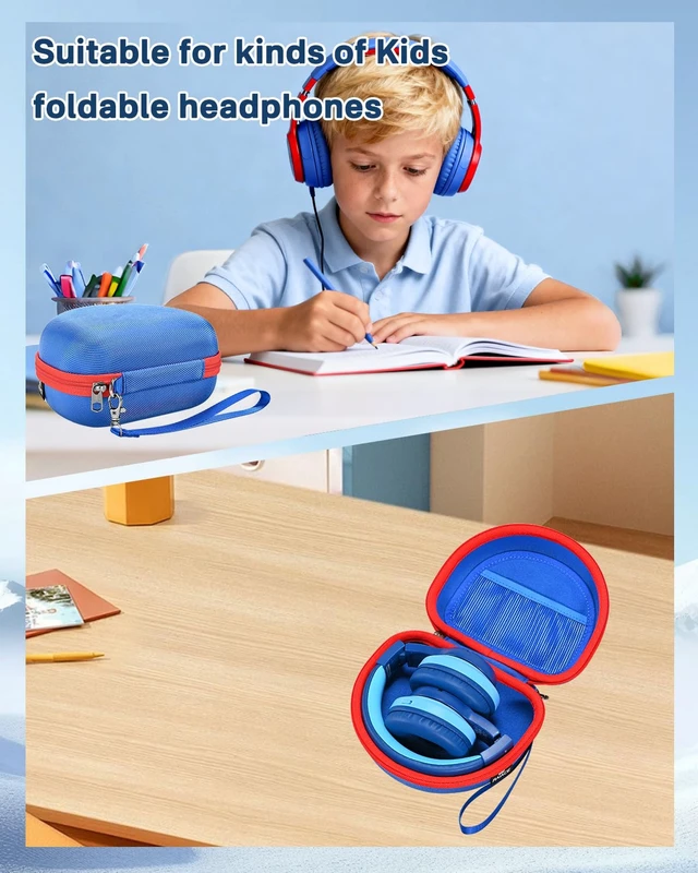 Alt view image 6 of 7 - Hard Travel Storage Case Compatible with iClever BTH12 / BTH26 / IMYB/JoySpark-T5 / Candy Bila BH03 Headphones, Protective Carrying Bag. (case only) - Dark Blue