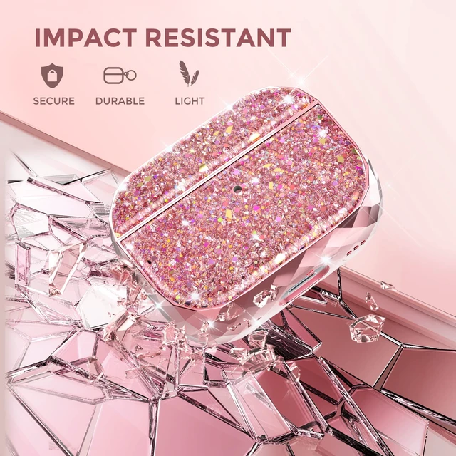 Alt view image 4 of 7 - AirPods Pro 2 Case Cover for Women Girls Luxury Glossy Case Hard-Shell, Front LED Visible, Carabiner Included, Supports Wireless Charging, Shock Resistant, Full Protection