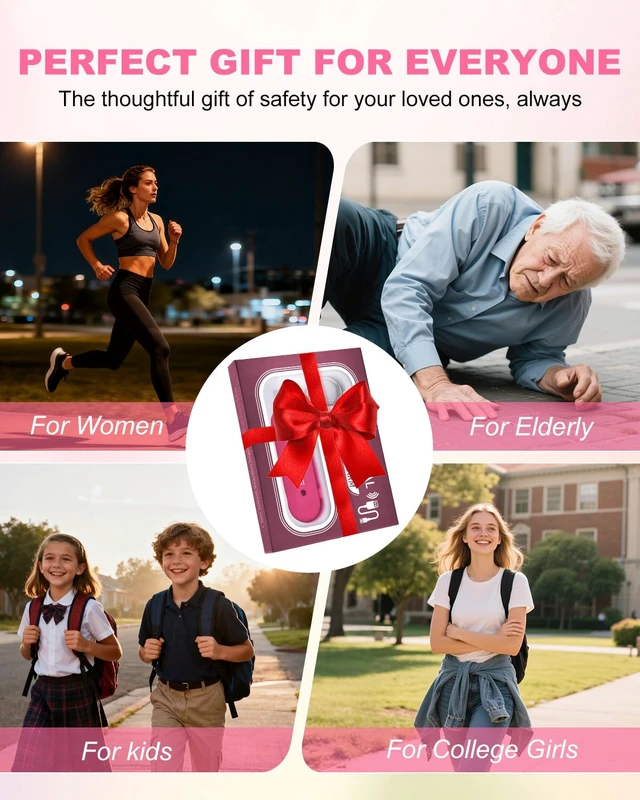 Alt view image 7 of 7 - Personal Safety Alarm for Women - Waterproof Rechargeable Security Alarm - 140dB Extra Loud Siren with SOS Strobe Light - Self Defense Keychain for Women Girls Teens Seniors(Cherry)