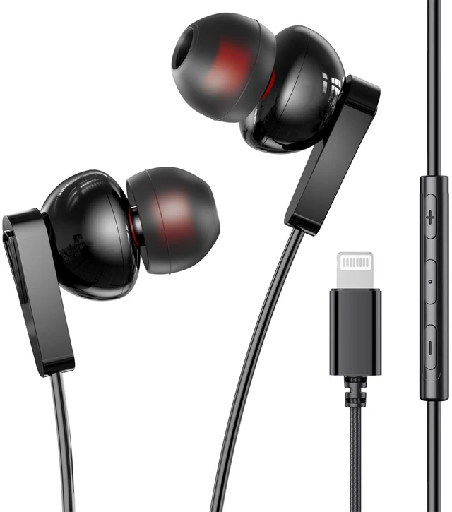 Main image of Lightning Headphones Wired HiFi Earphones for iPhone 14 13 12 11 Pro Max Noise Isolating with Mic in-Ear Buds & Volume Control for XSMAX XR 8plus no Bluetooth