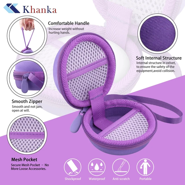 Alt view image 5 of 7 - Hard Travel Case for Anker Soundcore Sleep A30/A20 Earbuds,Purple EVA Hard Shell, Mesh Pocket Accessory Storage, Impact Resistant Protection, Travel-Ready Portable, Protective Case Only