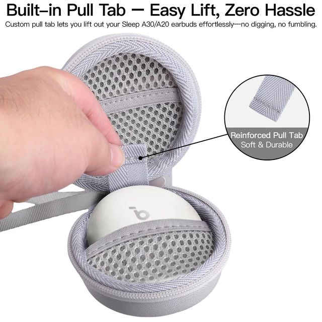 Alt view image 2 of 7 - Hard Travel Case for Anker Soundcore Sleep A30/A20 Earbuds,White EVA Hard Shell, Mesh Pocket Accessory Storage, Impact Resistant Protection, Travel-Ready Portable, Protective Case Only