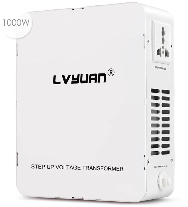 Main image of 1000W Step Up Transformer 110/120V to 220/240V resettable circuit breaker, compatible EU & Asian appliances for US &Canada use, pure copper toroidal coil