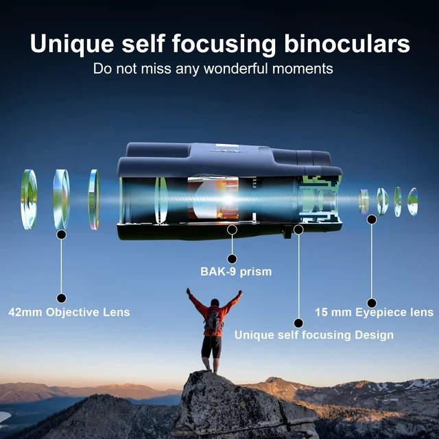 Alt view image 4 of 6 - 10x42 Focus-Free Binoculars,Professional High Powered HD Large View Focus-Free Binoculars,with BAK-9 Prism FMC Lens for Bird Watching Hunting Trave Watching Sport Events