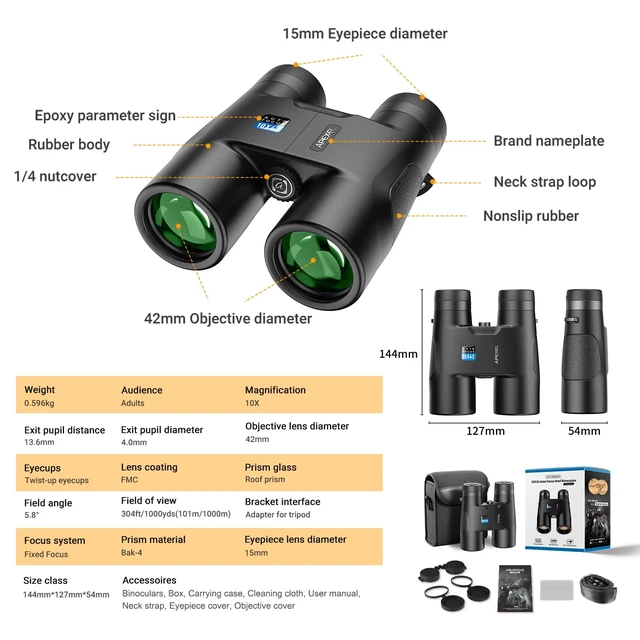 Alt view image 6 of 6 - 10x42 Focus-Free Binoculars,Professional High Powered HD Large View Focus-Free Binoculars,with BAK-9 Prism FMC Lens for Bird Watching Hunting Trave Watching Sport Events