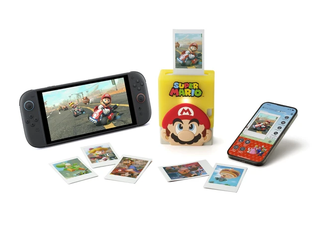 Alt view image 6 of 7 - Instax Mini Link 3 Super Mario Smartphone Printer + Silicone Case Smartphone photo printer with Bluetooth, AR effects, Nintendo-themed templates and? Block silicone case
