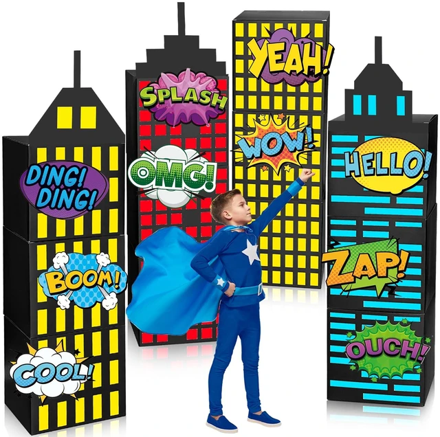 Main image of 25 Pcs Large Super Theme Hero Birthday Decorations Hero Backdrop Boxes Skyscraper Decor Boxes Spider Bat Heroes Birthday Party Favor Boxes for Super Theme Party Supplies(Hero 25 Pcs)
