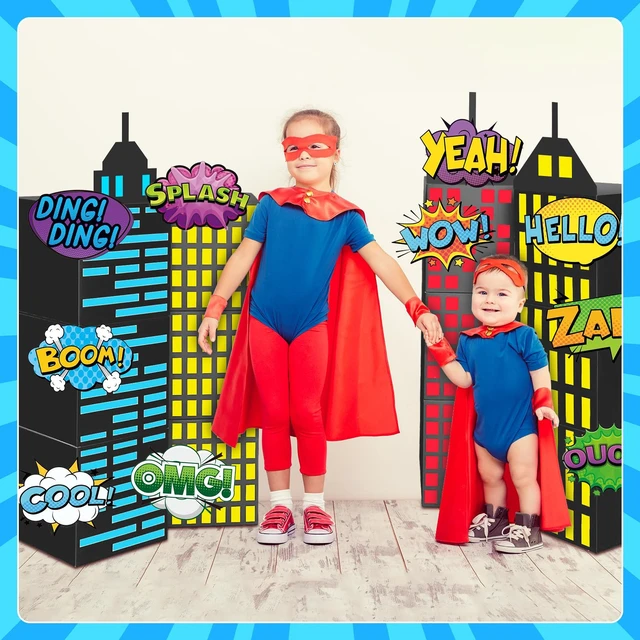 Alt view image 4 of 7 - 25 Pcs Large Super Theme Hero Birthday Decorations Hero Backdrop Boxes Skyscraper Decor Boxes Spider Bat Heroes Birthday Party Favor Boxes for Super Theme Party Supplies(Hero 25 Pcs)