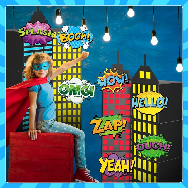 Alt view image 6 of 7 - 25 Pcs Large Super Theme Hero Birthday Decorations Hero Backdrop Boxes Skyscraper Decor Boxes Spider Bat Heroes Birthday Party Favor Boxes for Super Theme Party Supplies(Hero 25 Pcs)