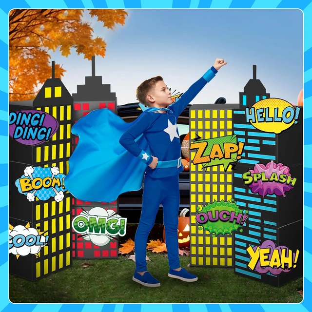 Alt view image 5 of 7 - 25 Pcs Large Super Theme Hero Birthday Decorations Hero Backdrop Boxes Skyscraper Decor Boxes Spider Bat Heroes Birthday Party Favor Boxes for Super Theme Party Supplies(Hero 25 Pcs)