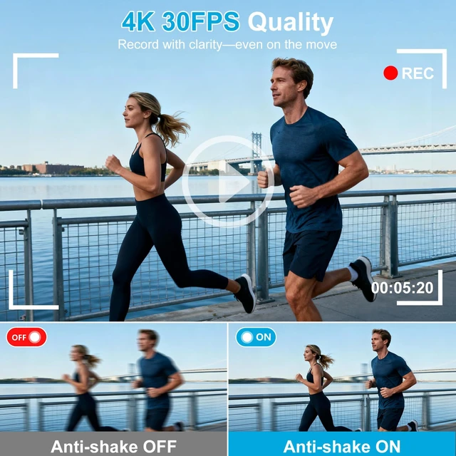 Alt view image 3 of 7 - 4K Digital Camera for Photography & Travel, 56MP Autofocus Point and Shoot Camera with 3'' 180° Flip Screen, 16X Zoom Compact Camera for Beginners, Content Creators, Teens (32GB Card)