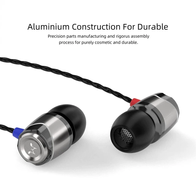 Alt view image 4 of 7 - E10 Wired Earbuds, No Mic, Premium Hi-Fi, 3.5mm Jack, Gunmetal Rich punchy bass, Full layered audio, All-metal build, Tangle-free cable, Passive noise isolation, Ergonomic comfortable fit