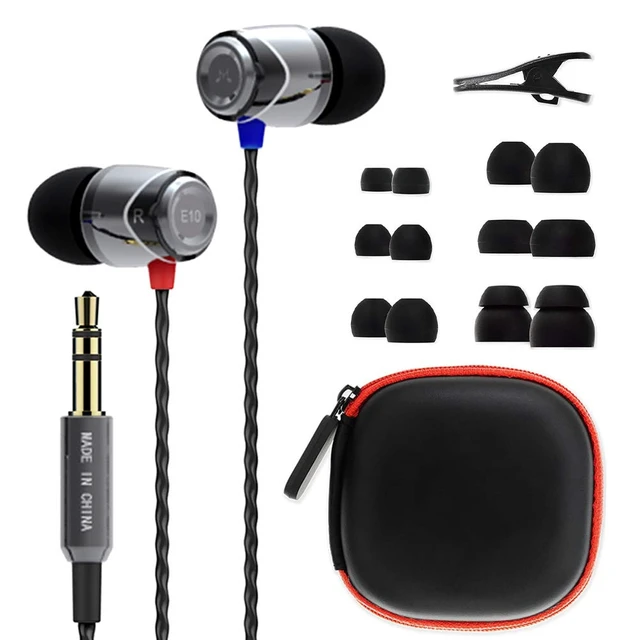 Alt view image 7 of 7 - E10 Wired Earbuds, No Mic, Premium Hi-Fi, 3.5mm Jack, Gunmetal Rich punchy bass, Full layered audio, All-metal build, Tangle-free cable, Passive noise isolation, Ergonomic comfortable fit