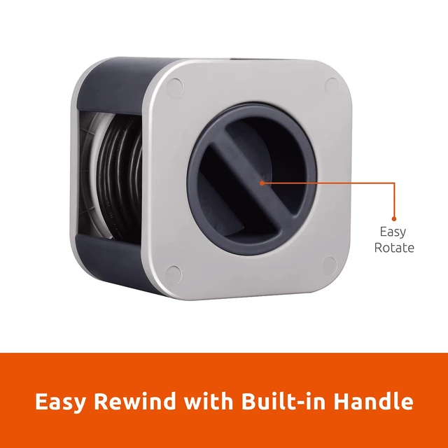 Alt view image 5 of 7 - 25 Ft. Retractable Extension Cord Reel with 3 Outlets, 2 USB Ports, 16AWG 3-Prong SJT Cable, Built-in Circuit Breaker, Orange