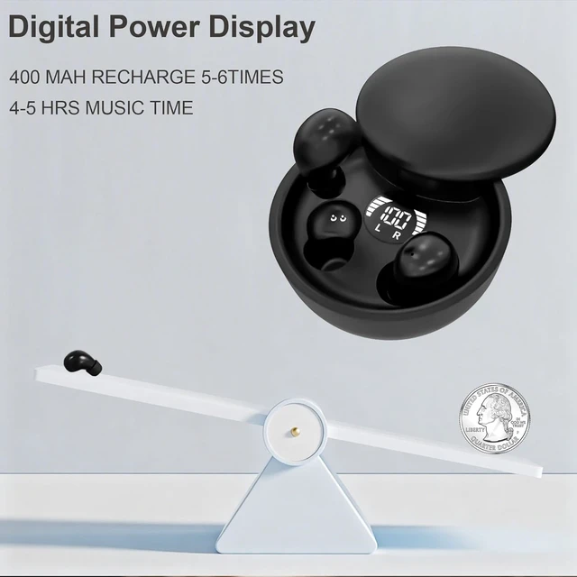 Alt view image 3 of 7 - Mini Invisible Earbuds for Small Ears, Ear Buds for Side Sleeping Ultra-compact Earbuds for Small Ears with Soft Silicone Fit, Bluetooth 5.4, IPX5, 4-5H Playtime 24-H Battery Case