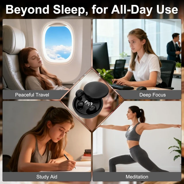 Alt view image 7 of 7 - Mini Invisible Earbuds for Small Ears, Ear Buds for Side Sleeping Ultra-compact Earbuds for Small Ears with Soft Silicone Fit, Bluetooth 5.4, IPX5, 4-5H Playtime 24-H Battery Case