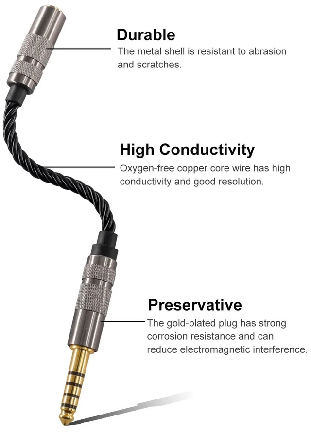 Alt view image 2 of 6 - Headphone Adapter 4.4mm Male to 3.5mm Female Adapter for 3.5mm Cable Connected to Balanced 4.4mm Player Device High Stereo Audio Converter OFC Cable with Gold-Plated Plug 6 inch Length