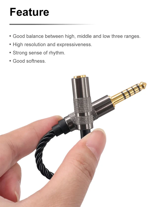 Alt view image 4 of 6 - Headphone Adapter 4.4mm Male to 3.5mm Female Adapter for 3.5mm Cable Connected to Balanced 4.4mm Player Device High Stereo Audio Converter OFC Cable with Gold-Plated Plug 6 inch Length