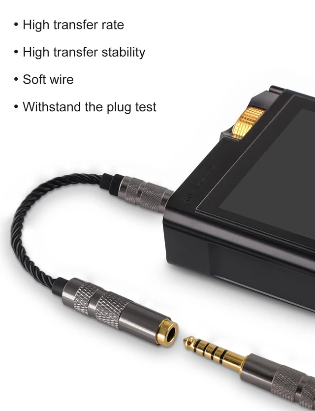 Alt view image 6 of 6 - Headphone Adapter 4.4mm Male to 3.5mm Female Adapter for 3.5mm Cable Connected to Balanced 4.4mm Player Device High Stereo Audio Converter OFC Cable with Gold-Plated Plug 6 inch Length