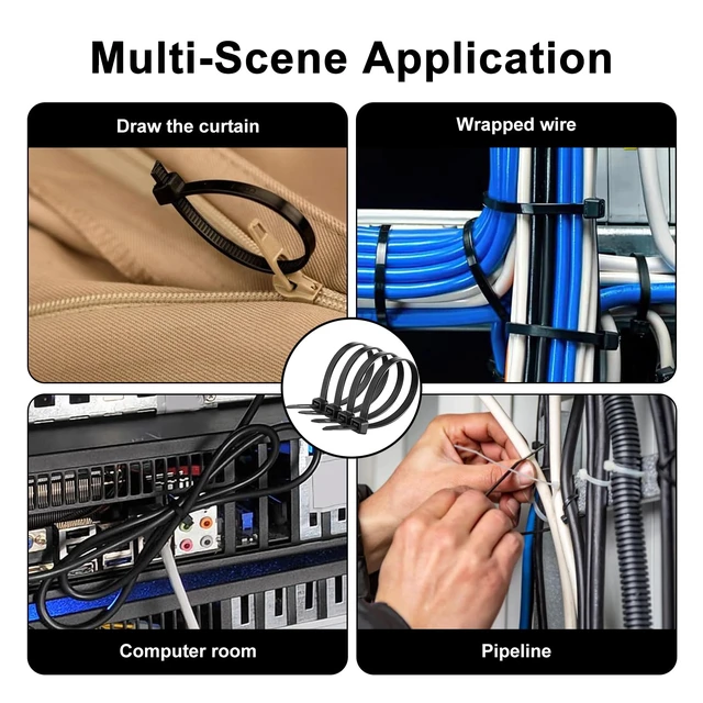 Alt view image 6 of 7 - Zip Ties 12 Inch - 500 Pcs Black Zip Ties for Indoor and Outdoor Use Zip Ties 60lbs Tensile Strength, Self-Locking Cable Ties, UV Resistant Flame Retardant Nylon Zipties Cable Management