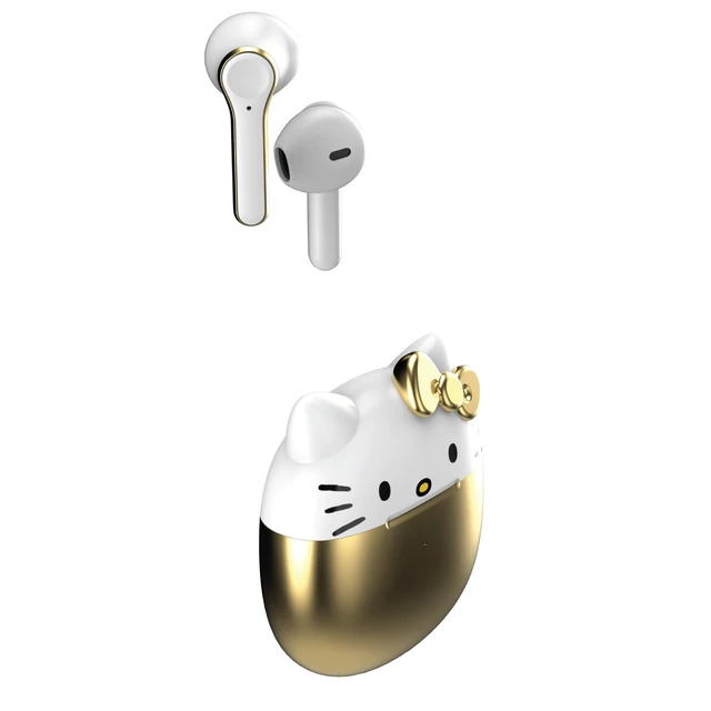 Alt view image 2 of 6 - Bluetooth Wireless Earbuds with Charging Case - Built-in Mic, Easy Pairing, Cute Design, Gold and White, Perfect for Kids, Teens Fans