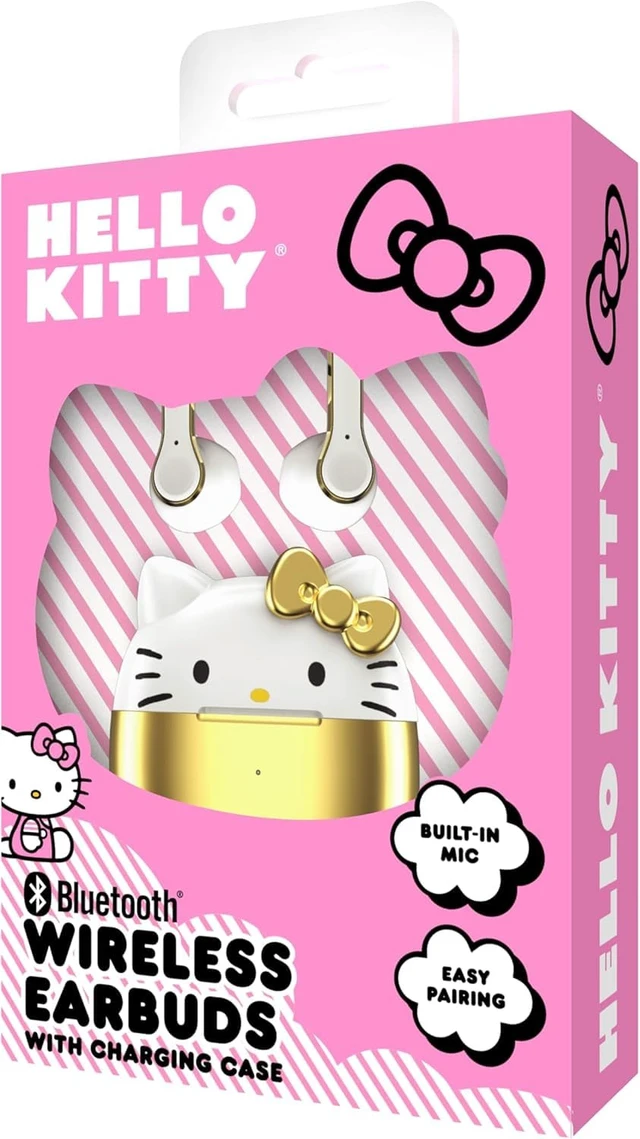 Alt view image 5 of 6 - Bluetooth Wireless Earbuds with Charging Case - Built-in Mic, Easy Pairing, Cute Design, Gold and White, Perfect for Kids, Teens Fans