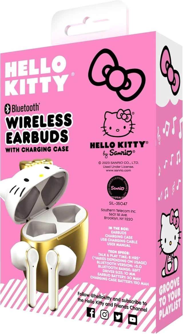 Alt view image 6 of 6 - Bluetooth Wireless Earbuds with Charging Case - Built-in Mic, Easy Pairing, Cute Design, Gold and White, Perfect for Kids, Teens Fans