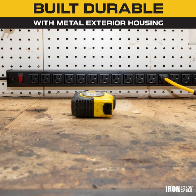 Alt view image 3 of 6 - 24 Outlet Metal Surge Protector Power Strip, 9 Ft 24 Grounded Outlets, Metal Housing - For Home, Office & Workshop