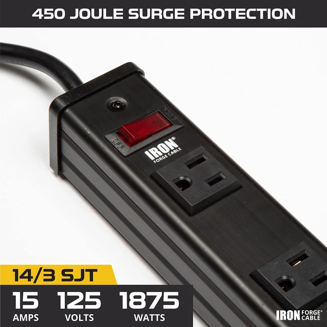Alt view image 4 of 6 - 24 Outlet Metal Surge Protector Power Strip, 9 Ft 24 Grounded Outlets, Metal Housing - For Home, Office & Workshop