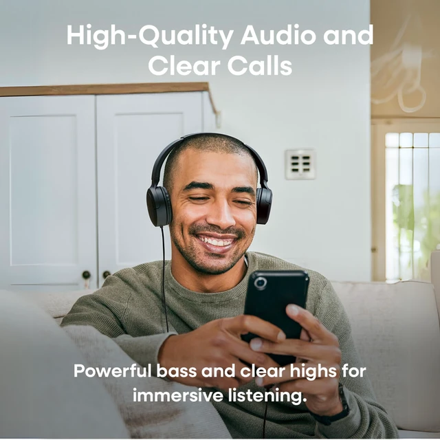Alt view image 3 of 7 - USB-C Wired On-Ear Headphones with Mic Comfortable All-Day Wear, Clear Calls, Rich Sound Foldable & Lightweight Tangle-Free Single-Sided Cable Great for Gaming & Work from Home