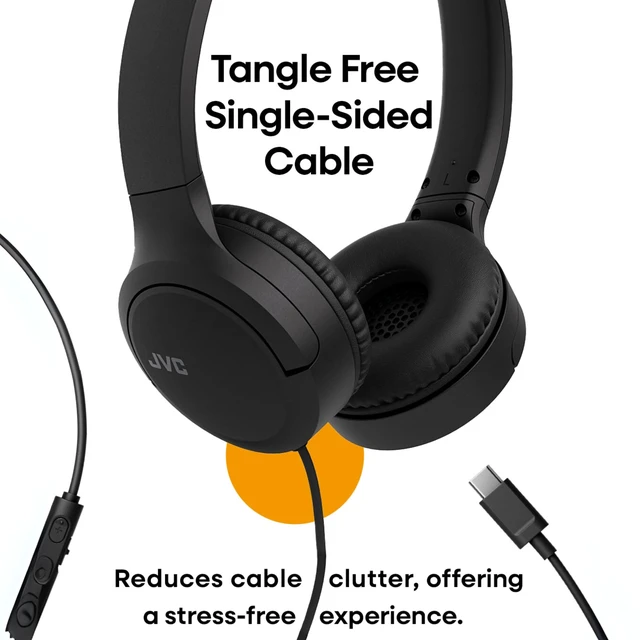 Alt view image 6 of 7 - USB-C Wired On-Ear Headphones with Mic Comfortable All-Day Wear, Clear Calls, Rich Sound Foldable & Lightweight Tangle-Free Single-Sided Cable Great for Gaming & Work from Home
