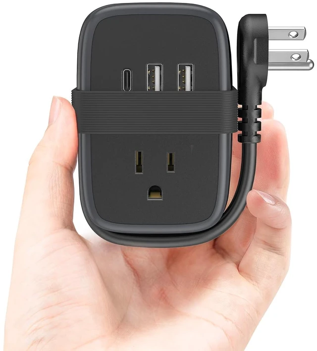 Main image of Travel Power Strip with USB C Port, Small with Flat Plug,Multi Plug Travel Extension Cord Portable Power Strip with 2 Outlets 3 USB (1 C), for Cruise Home Essentials
