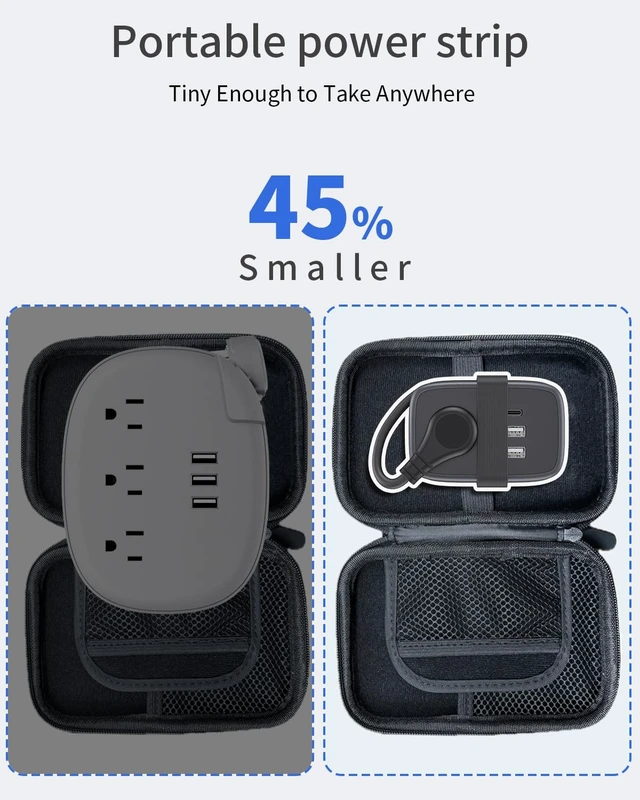 Alt view image 2 of 7 - Travel Power Strip with USB C Port, Small with Flat Plug,Multi Plug Travel Extension Cord Portable Power Strip with 2 Outlets 3 USB (1 C), for Cruise Home Essentials