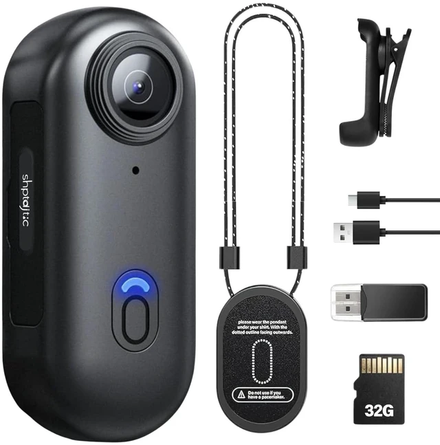 Main image of Body Cam with 360° Rotatable Clip & Magnetic Clip, WiFi Sports POV Camera Thumb-Sized for Biking, Traveling, Motorcycle, 32G Card FHD 1080P
