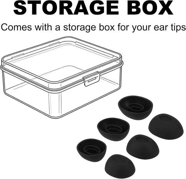 Alt view image 7 of 7 - Replacement Ear Tips for Bose QuietComfort Ultra Earbuds 1/2nd Gen Soft Silicone Eartips with Portable Storage Box (3 Pairs, Black, S/M/L)